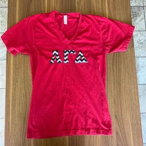 American Apparel Red V-Neck T-Shirt Alpha Gamma Delta